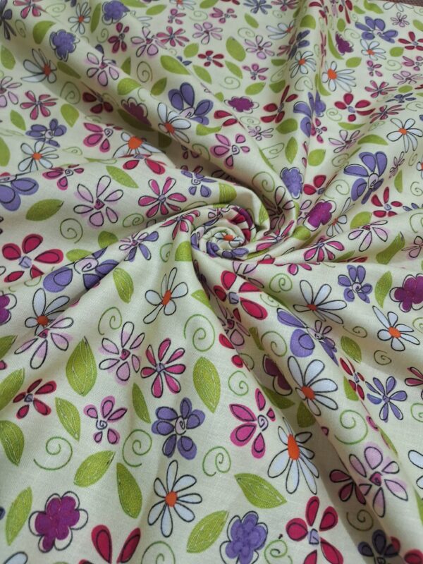 Dainty floral green background soft cotton blend 36"