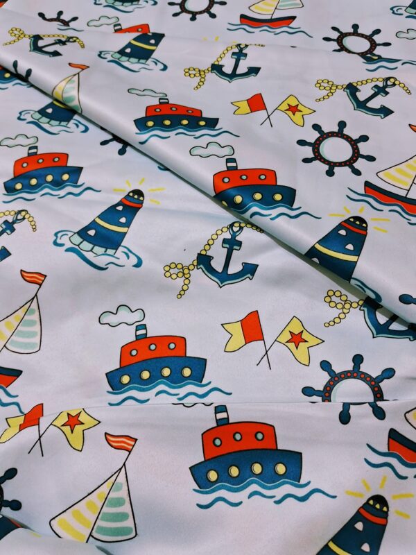 Boat and anchor print baby satin 58"