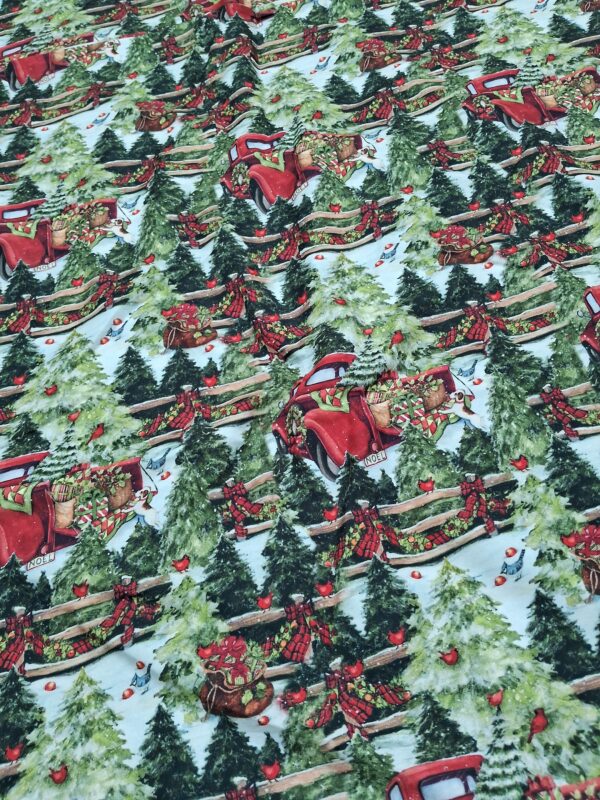 Christmas tree print rayon 44" 001