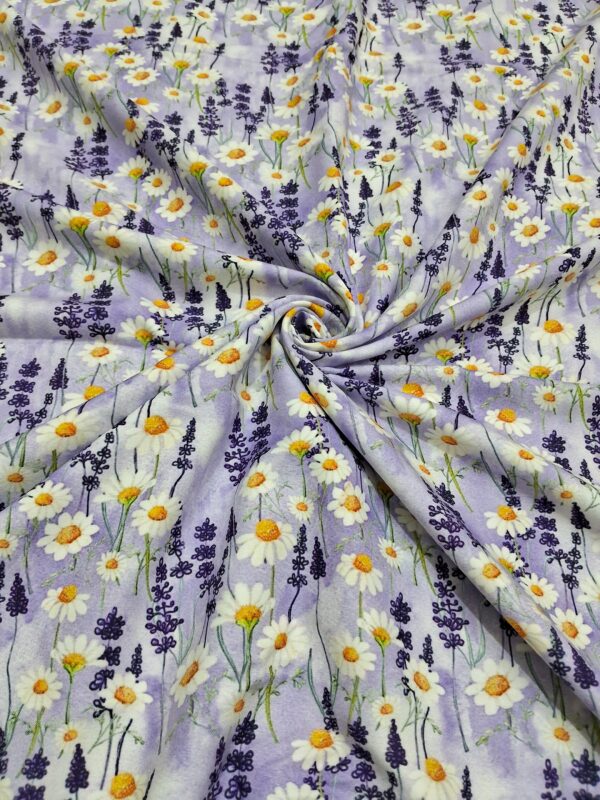 Purple daisy print rayon 44"