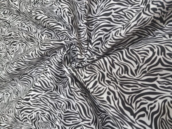Zebra print black and white digital print cotton blend fabric 36"