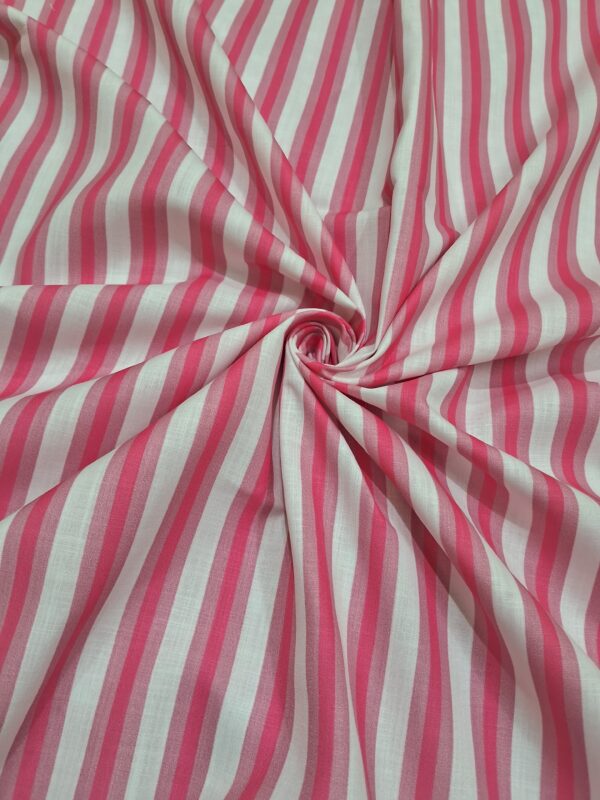 Pink and white stripes digital print cotton blend fabric 36"