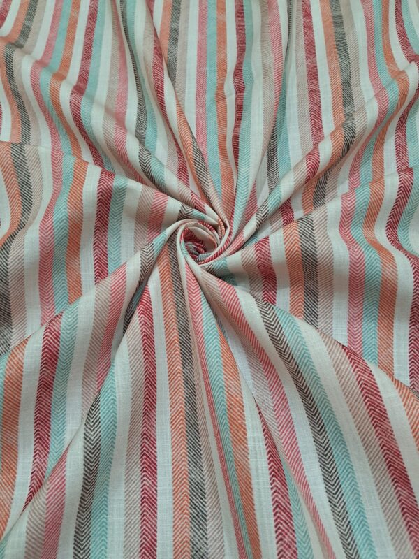 Multicolor Strips orange and red digital print cotton blend fabric 36"