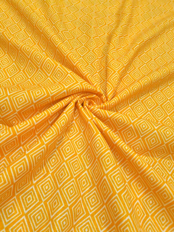 Yellow rombus digital print cotton blend fabric 36"