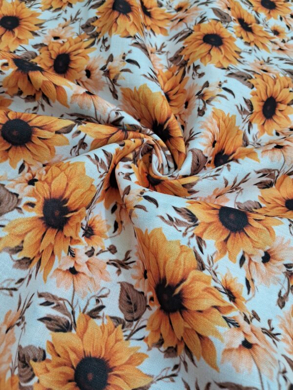 Sunflower design digital print cotton blend fabric 36"