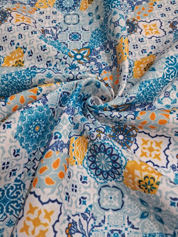 Arabic geometric design digital print cotton blend fabric 36"