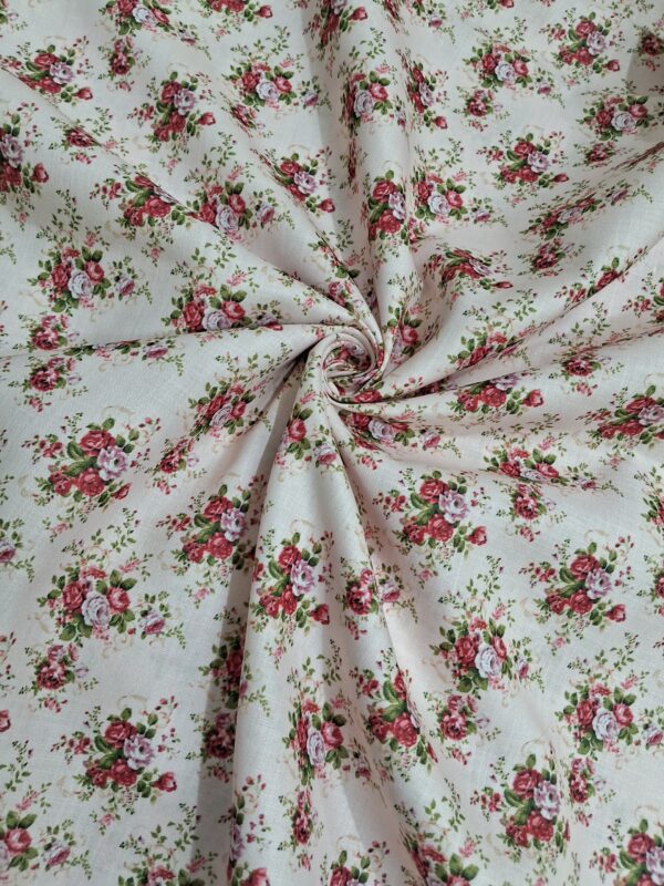 Small rose bunch design digital print cotton blend fabric 36"
