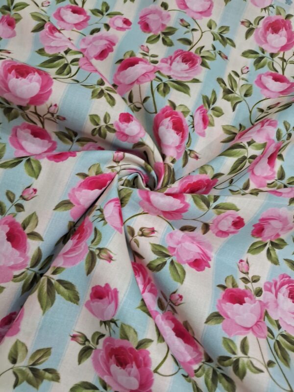 Roses with lines design digital print cotton blend fabric 36"
