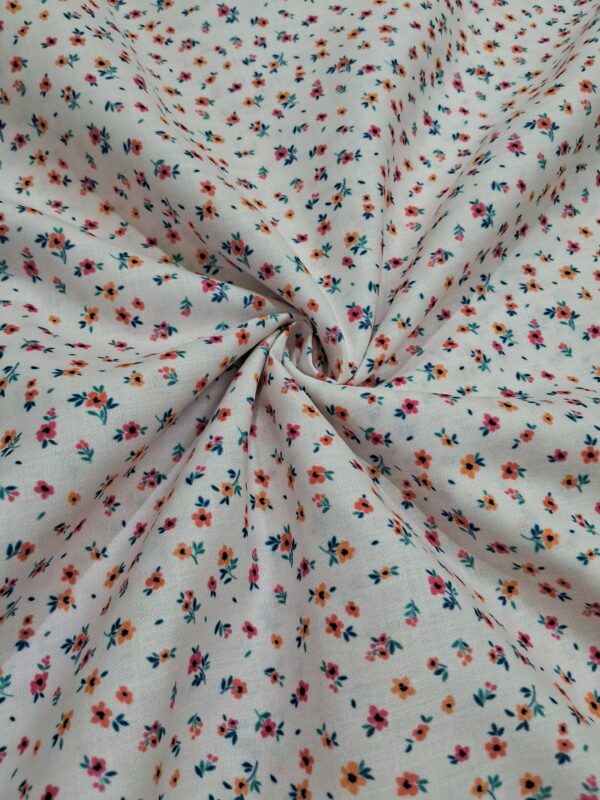 Dainty floral design digital print cotton blend fabric 36"