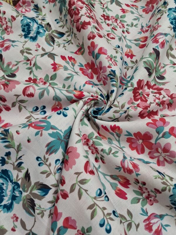 Multi floral design digital print cotton blend fabric 36"