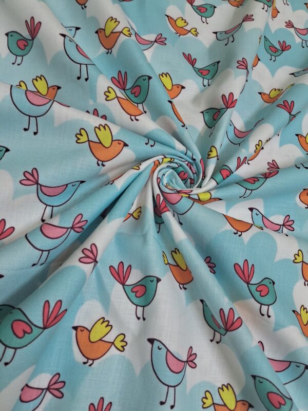 Cute birds nursery design digital print cotton blend fabric 36"