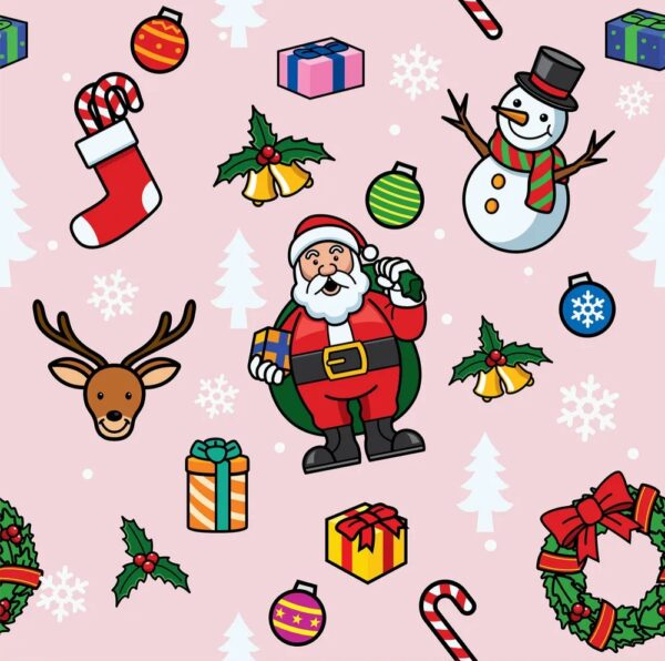 Jolly Santa and Friends Holiday Pattern customizable
