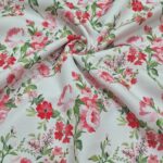 Classic spring rose floral poly canvas fabric 60 inch width