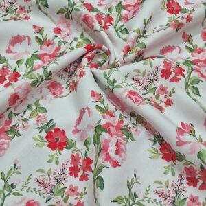 Classic spring rose floral poly canvas fabric 60 inch width