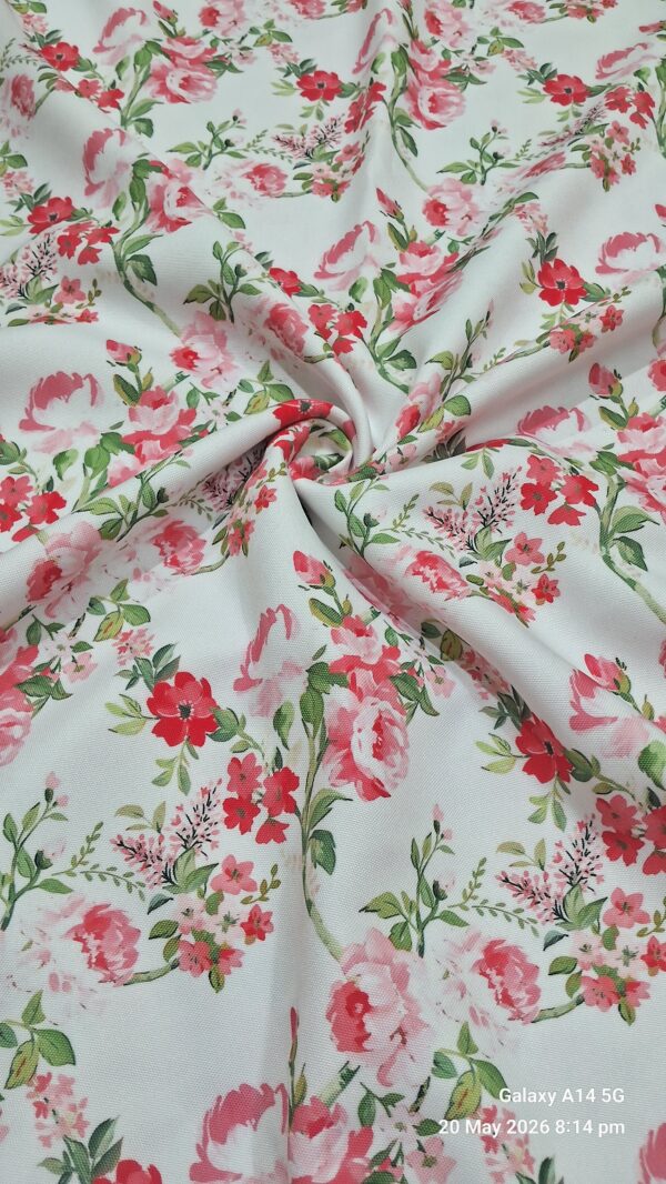 Classic spring rose floral poly canvas fabric 60 inch width